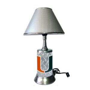 Miami Hurricanes lamp with chrome finish shade, NCAA